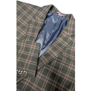 Tommy Hilfiger Black And Red Plaid Blazer Sport Coat Men's 44 Regular